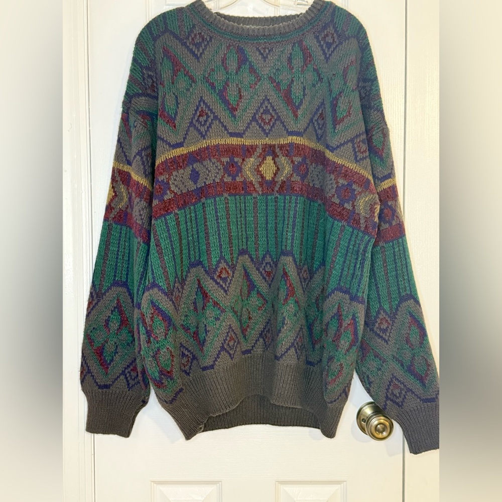 Clubfellow Coogi Style Wool Multicolor Knit Men’s Large Tall Sweater